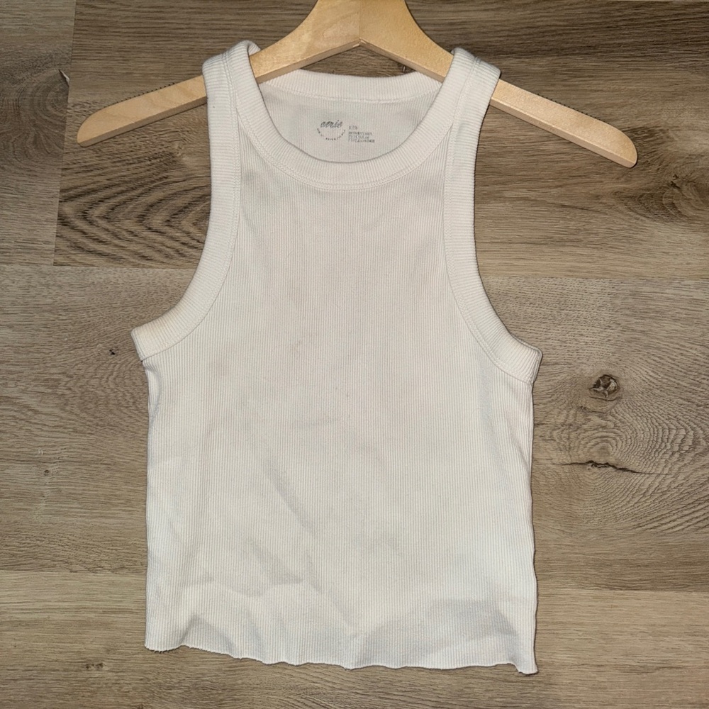 White Ribbed Aerie Tank Top